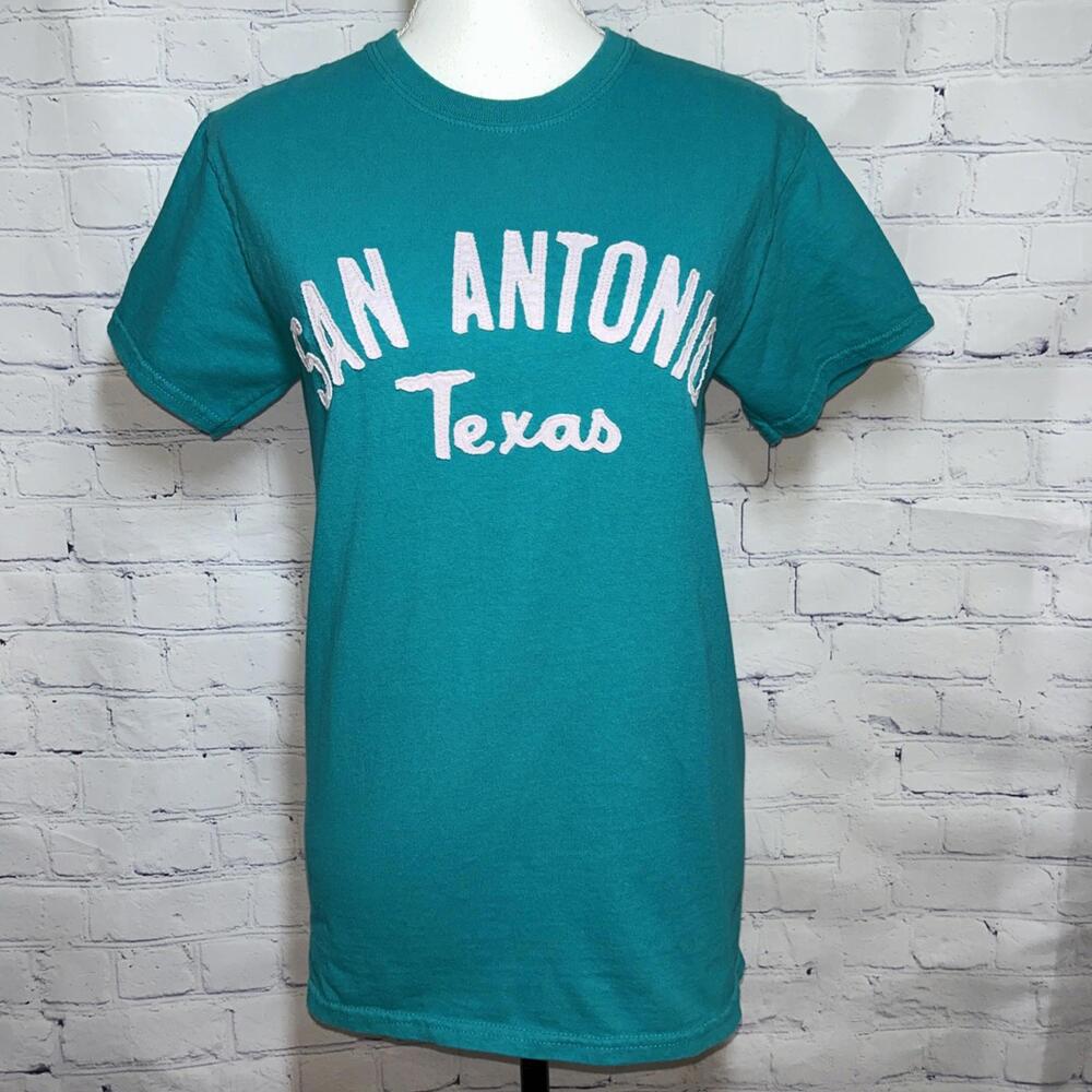 MV Sport San Antonio Texas Destination T-Shirt Womens Small Turquoise Cotton